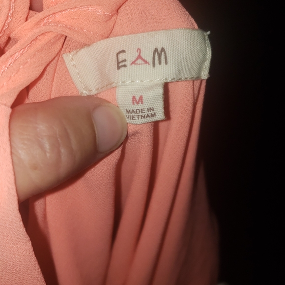 EM M neon orange sleeveless flowy top crisscross back - Picture 6 of 7